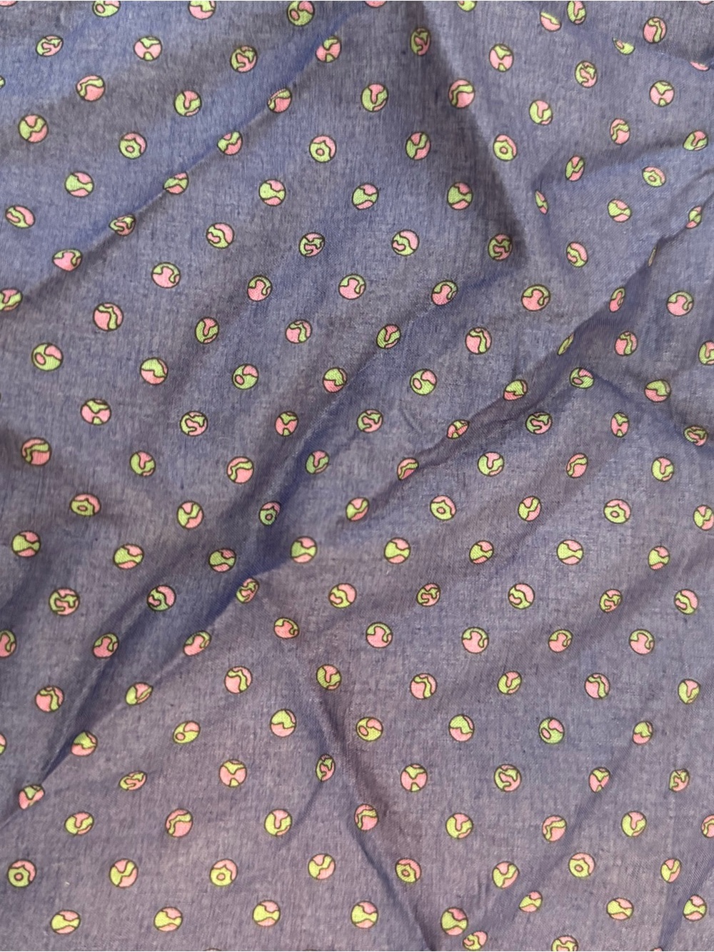 Givenchy Blue Cotton Accent Scarf with Pink and Green Dots - Picture 4 of 5